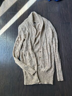 J crew tan and white marled wool blend cardigan S